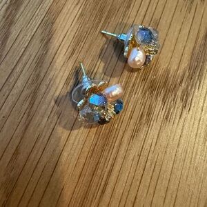 Elegant Gold and Blue Crystal Earrings